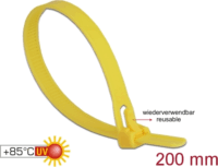 DeLock Újrahasznosítható hőálló kábel kötegelő/kábelrendező 200 x 7.5 mm Sárga (100db)