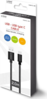 SAVIO USB-C apa - USB 2.0-A apa Adat- és töltőkábel 2m - Fekete