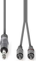 Nedis JACK - RCA Sztereó audiokábel 1.5m (6.35mm jack apa - 2xRCA apa) Szürke
