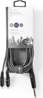 Nedis JACK - RCA Sztereó audiokábel 3.0m (6.35mm jack apa - 2xRCA apa) Szürke