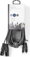 Nedis XLR - RCA audiokábel 3.0m (2xXLR 3 tűs apa - 2xRCA apa) Szürke