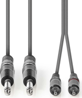 Nedis JACK - RCA Sztereó audiokábel 1.5m (2x 6.35mm jack apa - 2xRCA apa) Szürke