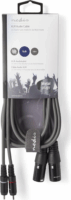 Nedis XLR - RCA audiokábel 1.5m (2xXLR 3 tűs apa - 2xRCA apa) Szürke