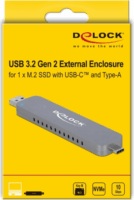 DELOCK 42616 M.2 NVMe PCIe USB 3.1 C + A Külső HDD ház - Szürke