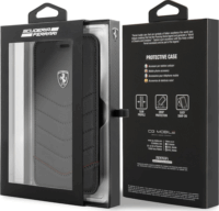 Ferrari Heritage Apple iPhone 8Plus / 7 Plus / 6 Plus / 6S Plus Valódi Bőr Flip Tok - Fekete