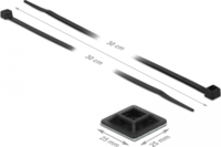DeLOCK Kábelkötegelő talp 25 x 25 mm kábelkötegelővel 300 x 4.8 mm Fekete (10 talp + 10 kötegelő)