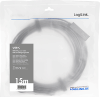LOGILINK USB 2.0 Aktív Repeater kábel USB-C - USB-A 15m - Fekete