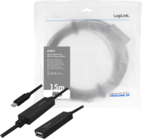 LOGILINK USB 2.0 Aktív Repeater kábel USB-C - USB-A 15m - Fekete