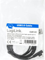 LOGILINK USB apa - MicroUSB 90° apa Adat- és töltőkábel 1m - Fekete