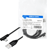 LOGILINK USB apa - MicroUSB 90° apa Adat- és töltőkábel 1m - Fekete