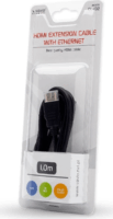 Savio HDMI hosszabbító kábel Ethernettel 1m Fekete