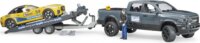 Bruder RAM 2500 Power Wagon és Roadster Bruder Racing Team versenyautó 1:16
