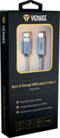Yenkee YCU 311 GY USB-A apa - USB-C apa Adat- és töltőkábel 1m - Szürke