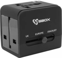 Sbox TA-23 Hálózati 2xUSB utazó adapter 2.1+1A Fekete