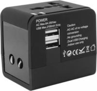 Sbox TA-23 Hálózati 2xUSB utazó adapter 2.1+1A Fekete