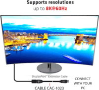 Club3D DisplayPort 1.4 - DisplayPort 1.4 Hosszabbító kábel 3.0m Fekete