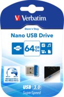 Verbatim 64GB Store 'n' Stay Nano USB 3.0 Pendrive - Kék