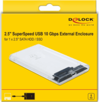 DELOCK 42617 2.5" USB 3.1 Gen 2 Külső HDD ház - Átlátszó
