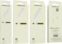 Borofone USB apa - Lightning apa iPhone töltőkábel 3m - Fehér