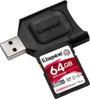 Kingston 64GB Canvas React Plus SDXC UHS-I CL10 memóriakártya + Olvasó