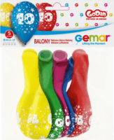 Színes számos lufi, csillagos 10 - 5 darabos