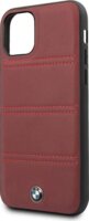 BMW iPhone 11 Pro vízszintesen csíkozott bőrtok - Burgundi vörös