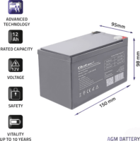 Qoltec 53049 12V 12Ah AGM Akkumulátor