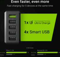 Green Cell Hálózati 5x USB töltő 52W Fekete