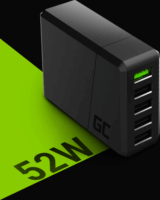 Green Cell Hálózati 5x USB töltő 52W Fekete