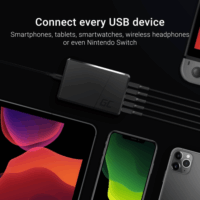 Green Cell Hálózati 5x USB töltő 52W Fekete
