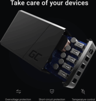Green Cell Hálózati 5x USB töltő 52W Fekete