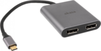 Akasa USB-C apa - 2 x DisplayPort anya adapter