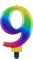 Szivárvány színű születésnapi gyertya, 8 cm - 9