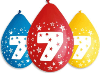 Színes,születésnapi számos lógó lufi csomag, 30 cm - 7