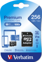 Verbatim 256GB Premium U1 microSDXC UHS-I CL10 memóriakártya + Adapter
