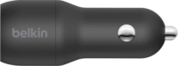 Belkin Autós 2xUSB töltő 24W + USB - USB-C töltőkábel - Fekete