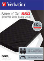 Verbatim 512GB Store 'n' Go USB 3.0 Külső SSD - Fekete