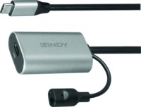 Lindy USB-C Hosszabbító kábel 5m - Fekete/Ezüst
