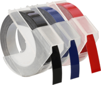 DYMO S0847750 Dombornyomásos Feliratozógép szalag 9mm / 3m - Piros/Kék/Fekete (3 db/csomag)