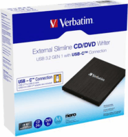 Verbatim 43886 Slimline Külső USB Type-C 3.2 CD/DVD író - Fekete