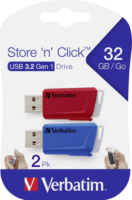 Verbatim 32GB Store 'n' Click USB 3.2 Pendrive - Piros-Kék