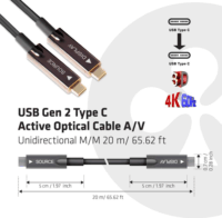 Club3D USB-C - USB-C Aktív optikai kábel 20m - Fekete