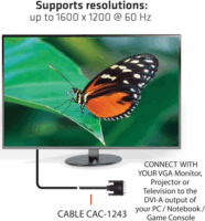 Club3D DVI-A - D-SUB kábel 3.0m Fekete