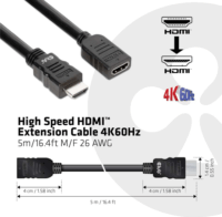 Club3D Nagy sebességű HDMI hosszabbító kábel 5.0m Fekete