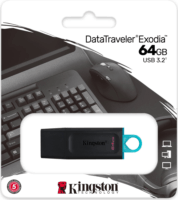 Kingston 64GB Traveler Exodia USB 3.2 Pendrive - Fekete/Kék
