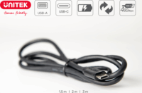 Unitek USB-A apa - USB-C apa Adat- és töltőkábel 1.5m - Fekete