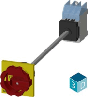 Siemens 3LD3048-0TK53 75kW 16A 3-pólusú piros-sárga kar főkapcsoló szerelő lapra kivezetett hajtással