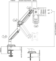 Digitus DA-90394 15"-32" LCD TV/Monitor asztali tartó kar - Fekete