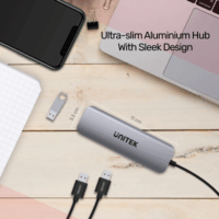 Unitek H1107A USB 3.2 Gen 1 HUB (4+1 port) Szürke