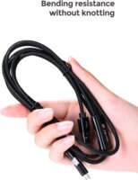 Devia Gracious Series 3in1 USB apa - Lightning/microUSB/USB-C apa Töltő- és adatkábel 1.2m - Fekete